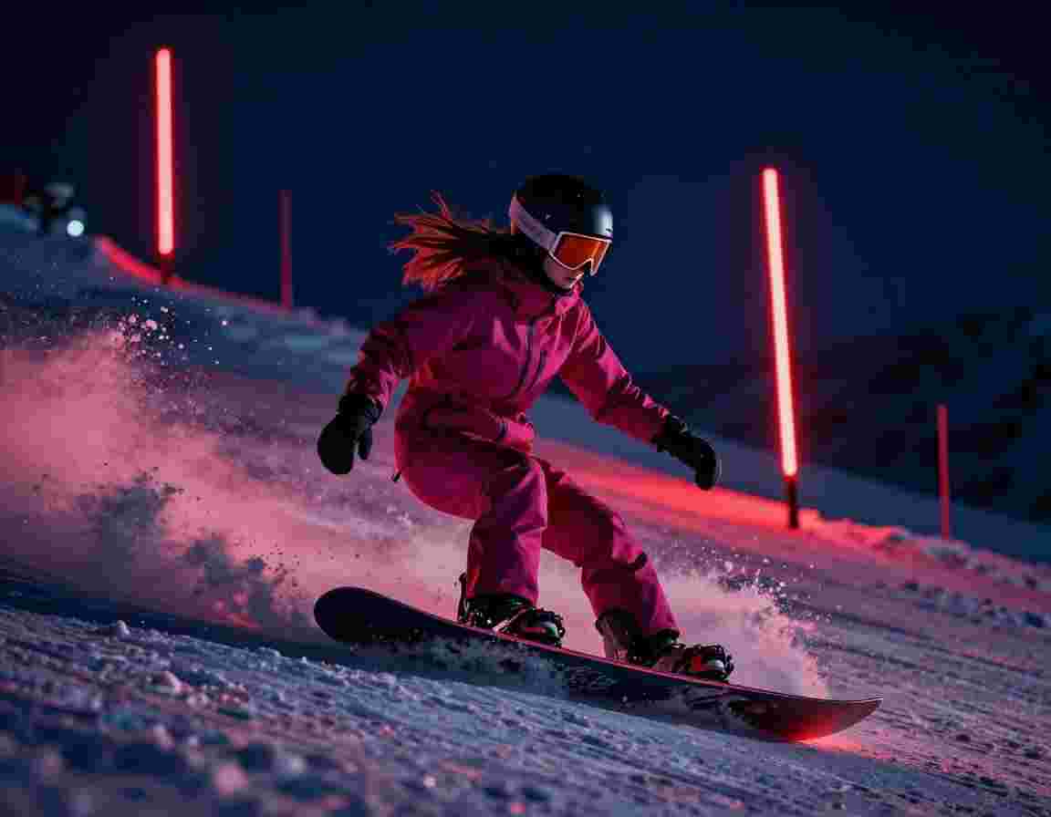 Snowboard Powder efecto visual IA, vista previa del primer cuadro
