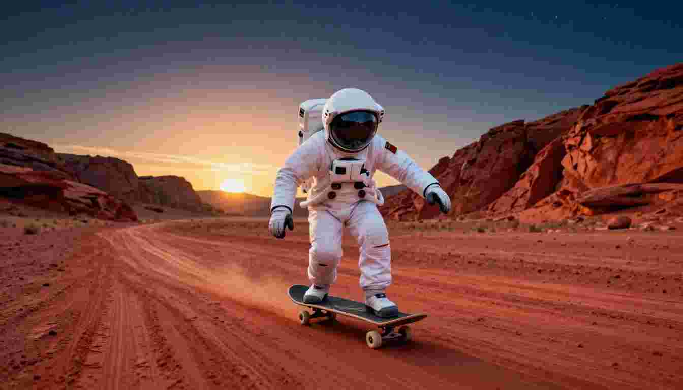 Skateboard Ollie efecto visual IA, vista previa del primer cuadro